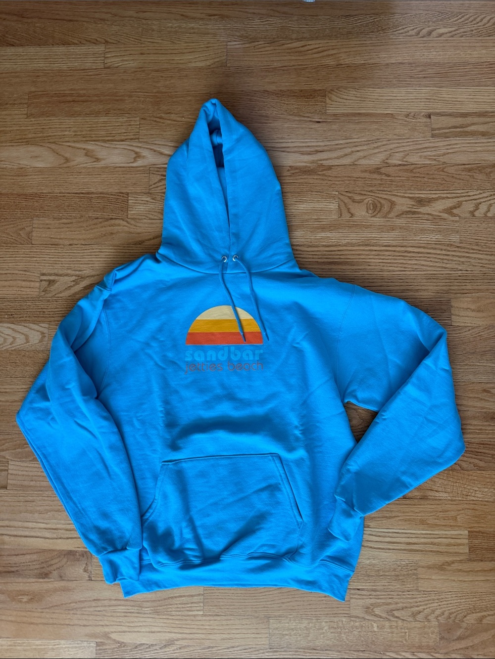NWOT Bright Blue 'sandbar Jetties beach' Graphic Hoodie